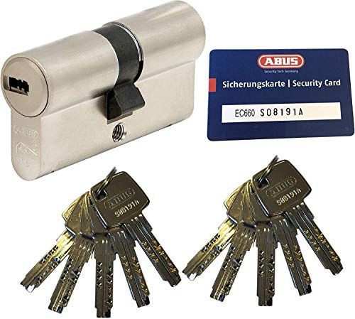 ABUS EC660 Profil-Doppelzylinder Länge (a/b) 35/45mm (c=80mm) mit 10 Schlüssel, mit Sicherungskarte …
