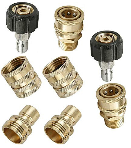Pressure Washer Adapter 8PCS 3/8 M22 14mm Pressure Washer Coupling Adapter Quick Release Garden Hose Car Spray Gun Connector