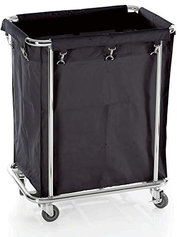 Faimex Cesto per la biancheria, cestino per la biancheria, cestino per la biancheria, carrello con sacco per la biancheria, carrello in acciaio inox, stabile, quadrato, XL