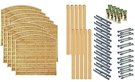 TETZNER & JENTZSCH Zäune Madison 7 I Sichtschutz Zaun 180 x 180cm Graugrün I Gartenzaun aus Holz für den Sichtschutz I Zaun mit Lamellenwand I Gartenzaun Komplettset mit Trennwand für den Windschutz