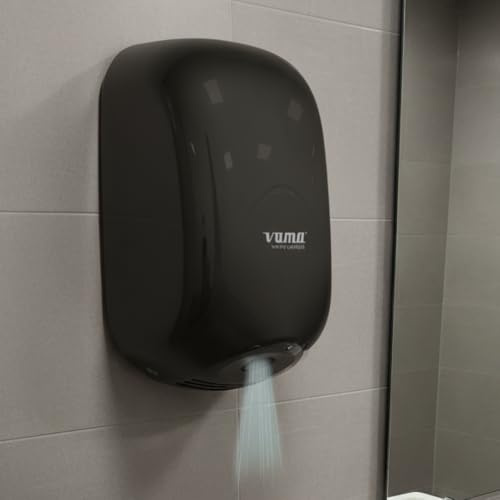 HDcasa Asciugamani Elettrico Automatico Vama Smart Jet Mini 900W NF, Riscaldamento Rapido, Termoarredo Bagno Compatto Fai da Te Made in Italy, arredo Bagno, Aria Calda, Nero