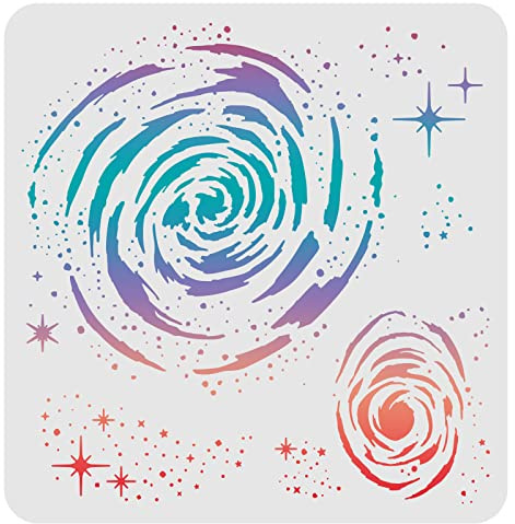 FINGERINSPIRE Outer Space Galaxy Drawing Painting Stencils Templates 30x30cm Plastic Reusable Square Stencils for Painting on Wood, Tile, Floor Wall Fabric