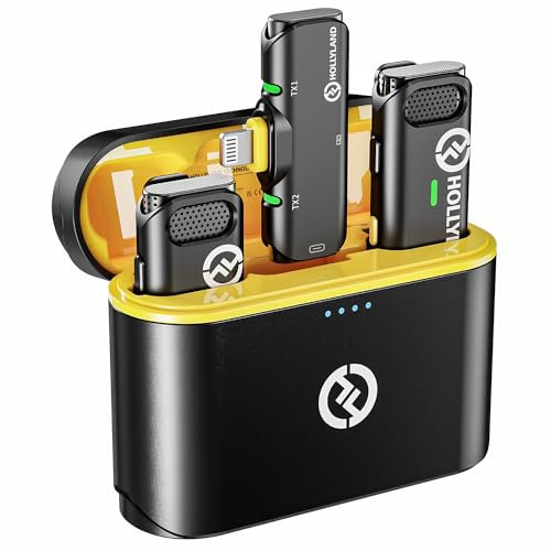 Hollyland Lark C1 Lavalier Mikrofon für iPhone kabellos MFi-Zertifiziert Plug&Play aktive Geräuschunterdrückung Wiedergabe ohne Ausstecken 32H Batterieautonomie Hi-Fi Audio superleicht tragbar (Duo)