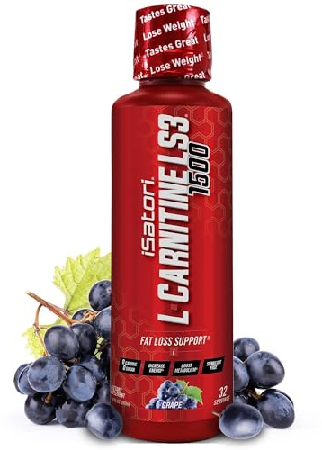 iSatori L-Carnitine LS3 1500, Triple-Blend Liquid L Carnitine Supplement, with Acetyl & Tartrate, Stimulant Free Energy, Low Calories, Sugar or Gluten, Keto-Friendly, Grape Flavor (32 Servings)