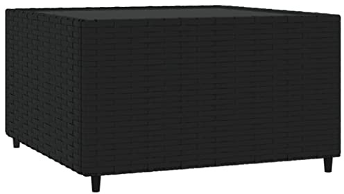 vidaXL Loungebord fyrkantigt svart 50x50x30 cm konstrottning, loungebord, utemöbel, balkongbord, loungemöbel, trädgårdsmöbel, soffbord med glasskiva