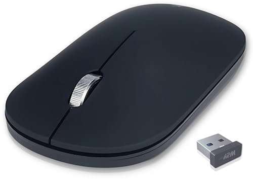 apm Sora Souris Slim sans-Fil, 2.4 GHz, Silencieuse, Récepteur USB, Ambidextre, Plate, 1200 DPI, Pile Incluse, Compatible avec PC Mac Ordinateur Portable, 571171