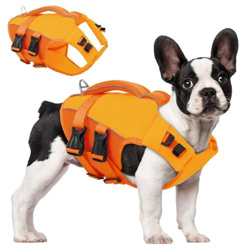 ASENKU Schwimmweste Hund für Kleine Hunde XS,Verstellbar & Ripstop Hundeschwimmweste,Rettungsweste für Hunde mit Griff und Reflektierend zum Chihuahua, Dackel, Französische Bulldogge,Labrador