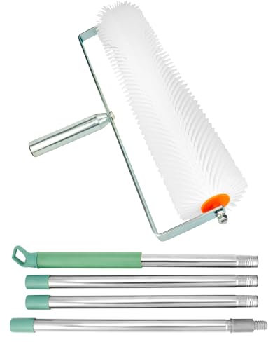 QWORK Spiked Screeding Compound Roller, 20 x 1 Latex Floor Self Leveling Screed Spiked Roller Remove Bubble Smooth Level Screed Surface