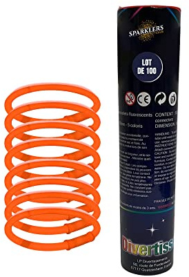 Sparklers Club Leuchtarmbänder, 100 Stück, fluoreszierendes Armband, ideal für Partys und Veranstaltungen, fluoreszierendes Leuchtmittel, Orange