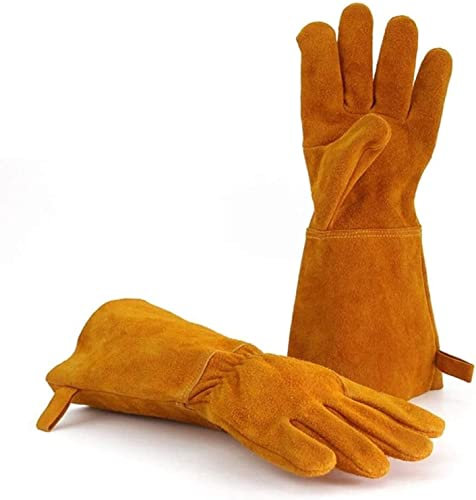 FEDEAL Guantes de trabajo, guantes de soldadura Guantes resistentes al calor e ignífugos Guante de soldadores de piel de vaca, Guantes de cuero Guantes de protección for soldadores