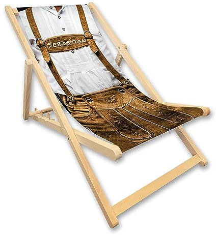 Unikatolo Liegestuhl mit Name | Lederhose Tracht | Oktoberfest Deko Wiesn Party Dekoration Dekoration Biergarten Bayern, Geschenkidee für Männer