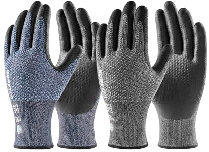 LANON Gartenhandschuhe für Herren, 2 Paar Nitrile Arbeitshandschuhe, Gr.S | Rutschfester Griff, Atmungsaktive B.COMB AIR-Technologie, Langlebig, Waschbar und Wiederverwendbar, Dusty Olive & Bluebird
