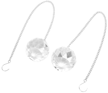 Colgante de Prisma de Bola de Cristal, Atrapamoscas para Ventana, Adorno para Hacer Lluvia, Adorno con Cadena para Colgar Fácilmente, 2 uds. (Transparente)