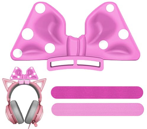Sollee Headset-Dekoration, Schleifen-Kopfhöreraufsatz, Bogen-Headset-Dekorationsaufsatz, Tragbare, verstellbare Riemen, Kopfhörer-Dekoration für Kinder, Mädchen und Freunde