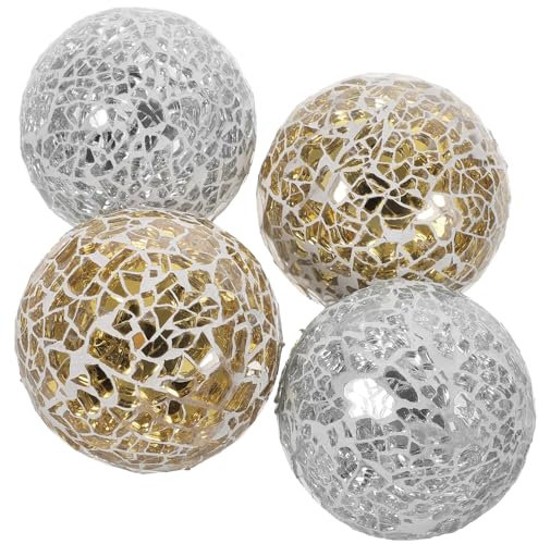 Alipis 4stücke Teiliges -glaskugel Dekorative Tischornamente Gold Und Silber Für Zuhause Partys Hochzeiten Und Festlichkeiten Handgefertigte Deko-Kugeln Für Kreative Arrangements