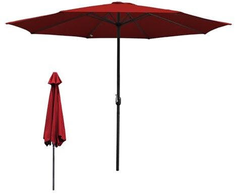 Eulenke Sonnenschirm Ø 350 cm gartenschirm UV-Schutz Polyester Wasserabweisend und schmutzabweisend Groß Marktschirm für Garten, Balkon und Terrasse, ohne Ständer, rot