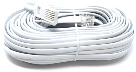 DRUT 15m BT to RJ11 4 Wire (431A) Male to Male UK Telephone Modem Lead Cable (White)