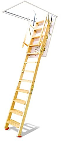 Tragbare Dachbodenleiter, Massivholz-Dachbodenleiter, universelle, an der Wand montierte Dachbodentreppe, herunterziehbare Dachbodenleiter für Zuhause, drinnen und draußen. Dachleiter, solide, stabi
