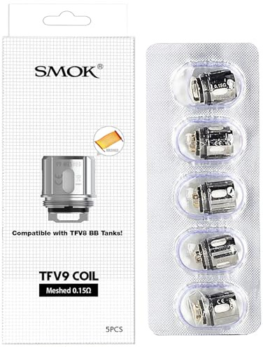 SMOK TFV9 Resistencias Mesh 0,15 ohm para Rigel Mini TFV9 Mini | Compatible con Rigel Mini, TFV9 Mini, Tecnología Mesh, 50–60W, Sin nicotina