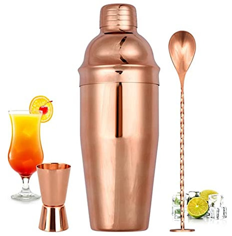 UHJKLA Juego de coctelera, Kit de Barman, Juego de coctelera de 6 Piezas de 25 oz con medidor y colador de Barman Incorporado