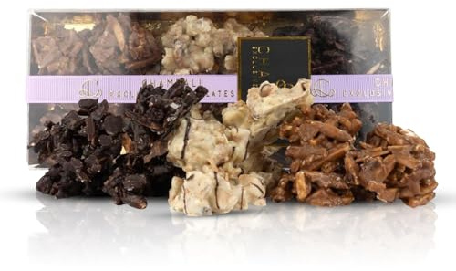 Chocolate Negro con Almendras, pistachos con chocolate, Naranja Confitada, Deliciosa Selección Chocolate Belga con Crema de Pistacho, Limón Confitado, Chocolate con Pistacho y Almendras Para regalar