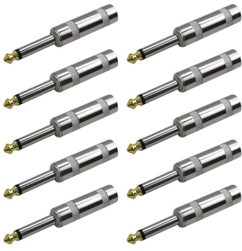 RUNCCI - 10 pezzi Jack Mono Audio Saldatore Connettore 6,35 mm TS per Altoparlanti/Chitarra/Microfono