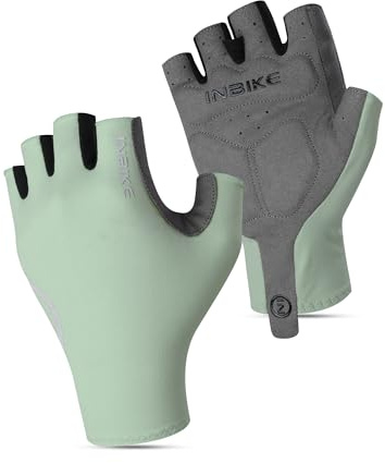 INBIKE Fahrradhandschuhe Herren Damen Sommer Halbfinger Rennrad MTB Handschuhe Radhandschuhe Kurz Atmungsaktiv Anti-Rutsch für Radfahren Sport Grün M