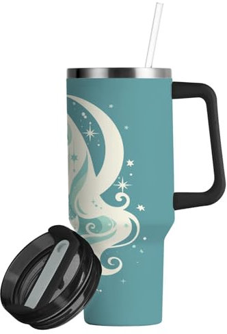 linqin Aesthetic Unicorns - Vaso aislado al vacío con pajilla, resistente a fugas, botella de agua de acero inoxidable de 30 onzas, reutilizable, taza de viaje para café con asa para escuela