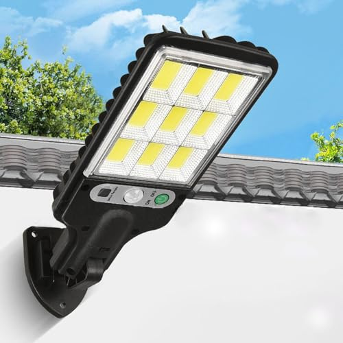 TZSMUM LED Solar Wandlampe Außen mit Bewegungsmelder Wandleuchte mit Fernbedienung Wandbeleuchtung IP65 Wasserdichte Wandleuchten Weißes Licht für Garten Terrasse Garage (D)