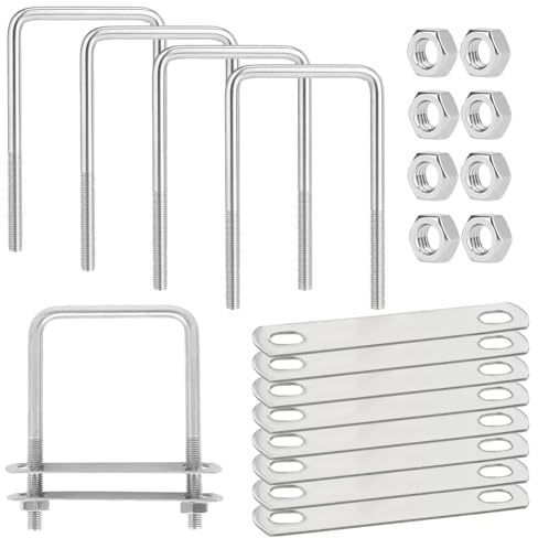 YUNBO 4 Stück U Bügel mit Gewinde, M8 80 X 150 mm Bügelschraube Edelstahl U Bolzen Schrauben mit Muttern Rahmengurte Bügelbolzen Bügelschrauben für Installation Ist Stabil Zurrbügel