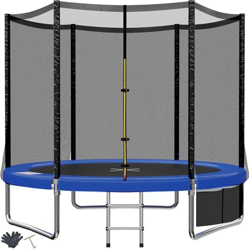 TRIUMPHKEY Trampolin Outdoor Kinder Ø 183/228cm,– Gartentrampolin mit Sicherheitsnetz, Leiter & Randabdeckung – Kindertrampolin Indoor & Outdoor