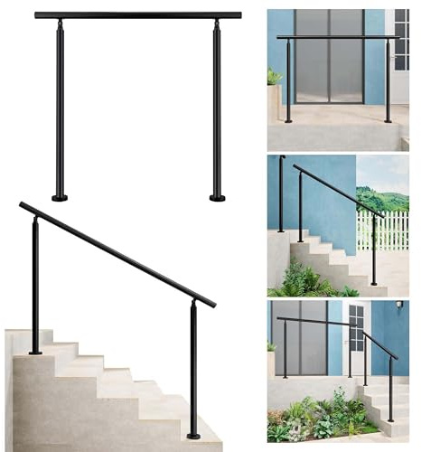 AICA Geländer Edelstahl Handlauf, Treppengeländer 150 cm, Ohne Querstäben, Schwarz, Eingangsgeländer Innen- Und Außenbereich Geeignet
