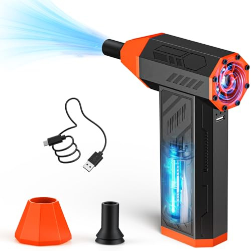 STREAMVOY Spolverino ad aria compressa, 4 velocità regolabili con modalità tempesta, motore ad alte prestazioni da 110.000 giri/min, ricaricabile senza fili e USB-C, per interni auto, PC, tastiera