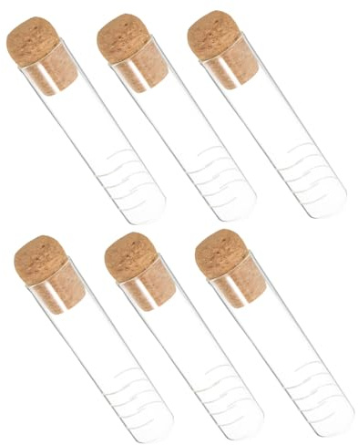 Luxshiny 6pcs Glass Tea Infuser Strainer Tube Cork Cap for Loose Tea Leaves Brewing in Cups Mugs