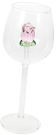 Cabilock Gobelet à Vin en Verre Rose Cristal, 300ml, 1 Pièce | Réutilisable, Style Européen Artistique, pour Décoration de Chambre et Anniversaires