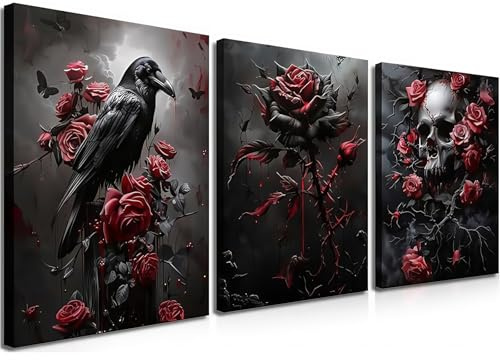 AstraGlam Halloween Diamond Painting Set für Erwachsene, 5D Gothic Diamant Malerei 3 Stück Set, DIY Vollbohrer Diamond Art Bilder, Wanddekoration für Zuhause, Kunsthandwerk (30x40cm)