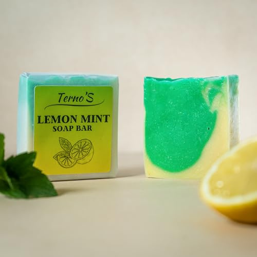 Terno’S Lemon Mint Naturseife 100g – Handgemacht in Bayern mit Bio-Ölen – Vegan & Palmölfrei – Für Haare, Gesicht & Körper – Naturkosmetik bei empfindlicher Haut & Haar–Frischer Duft (Zitrone - Minze)
