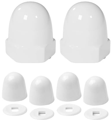FytStycale Lot de 2 Cache-Boulons de Toilettes Élégants, Décoration de Caches Vis de Toilette en Céramique et PP, Accessoire Salle de Bain Pratique, Ensemble Blanc