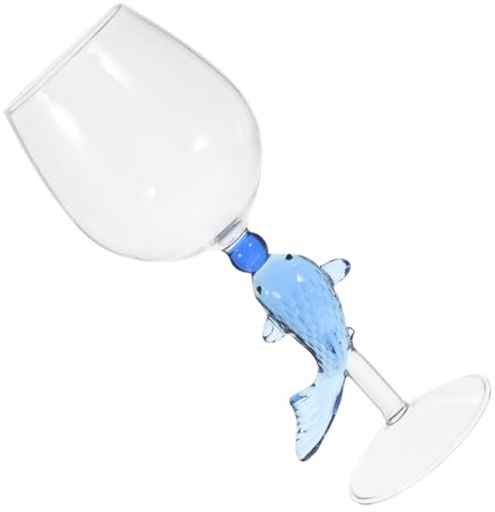 ERINGOGO Copa de Vino Azul con Diseño de Pez Koi Copa Multifunción para Fiestas y Bebidas Vidrio Soplado Resistente y Decorativo para Hogar Sociales