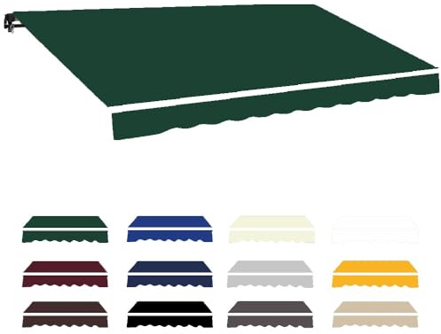 Retractable Awning Fabric Replacement - Waterproof Awning Canopy Cover for Balcony - Green, 8x6.5ft (250x200cm) - Ideal for Joint Arm Awnings & Clamp Awnings