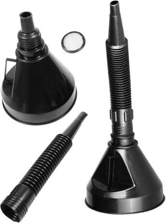 Alipis 2 pièces Entonnoir Huile Large Buse avec Tuyau Souple Entonnoir Moto et Auto Multifonction Résistant pour Remplissage Rapide Huile et Carburant Lot de Noir