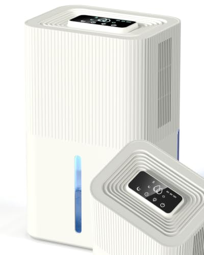 Deshumidificador 2700ML eléctrico Deshumidificador de habitaciones silencioso con apagado automático, temporizador 6-8-10H, modo sleep, luz nocturna de 7 colores, portátil, baño(1150ML/24H)