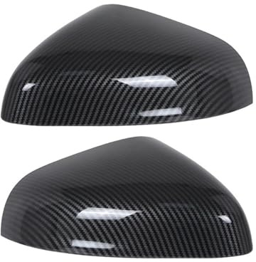 Tür Spiegelkappen Für Ford Für Fiesta 2018-2024 Für Puma 2019-2024 Carbon Fiber/Glänzend Schwarz Seite Flügel Rückansicht Spiegel Abdeckung Kappe(1pair Carbon Fiber)