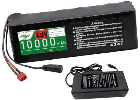 WILLQ Batterie pour vélo électrique 48 V 10 Ah, Batterie Lithium-ION 48 Volts avec connecteur XT60/fiche en T pour Moteurs de vélos électriques de 250 W et 500 W.,48v10ah,T