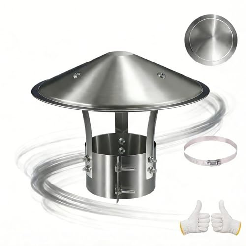 Chapeau de Cheminée Rond Inox, Capot de Cheminées 75mm 160mm 180mm 200mm 315mm, Réglables Chapeau de Ventilation Anti Pluie pour Fumisterie Poele Exterieur Tubage(200mm)