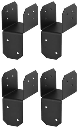 4 Stück Holzhausaufhänger Gelenkpfosten Kappen schwarze Balken Anker Verbinder Pfostenkappen Krawattenhalterung für Holzhäuser Heavy Duty Balken Anker Verbinder mit Aufhänger-Gelenkinstallation