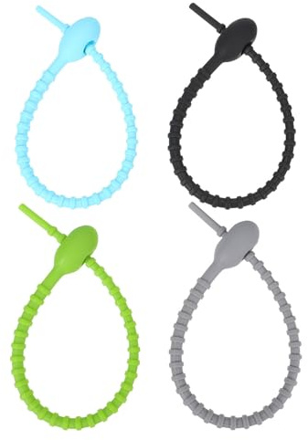 SEWOART Lot de 8 Ficelles Alimentaires en Silicone Alimentaire, Attaches en Silicone Auto-bloquantes Faciles à Retirer pour Organiser Cuisine et Fixer les Aliments Couleur Aléatoire