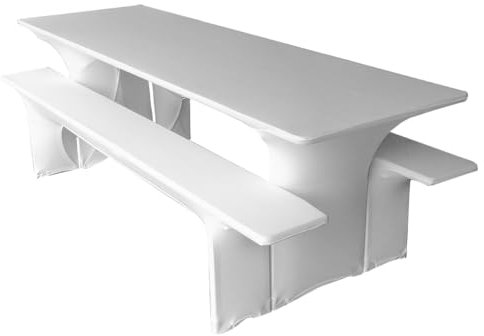 Gastro Uzal Biertischussen, Festzeltgarnitur Hussen Stretch Set weiß 50x220 cm, Biertischhussen Stretch, Bierzeltgarnitur Hussen