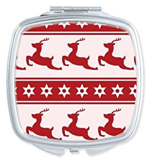 DIYthinker Weihnachten Elk Stern-Rot-Repeat Festival Illustration Muster-Quadrat-Compact Make-up Taschenspiegel Tragbare Nette kleine Handspiegel