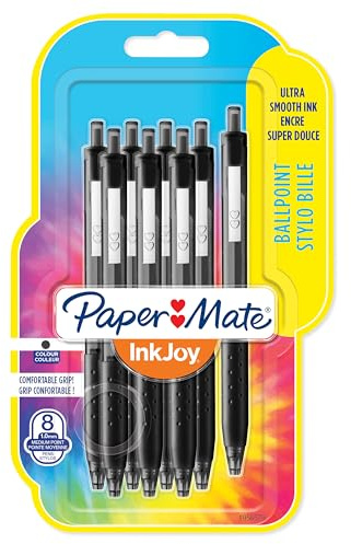 Paper Mate InkJoy 300RT Kulspetspennor med tryckknapp | Mediumspets (1,0 mm) | Svart | 8 stycken